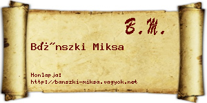 Bánszki Miksa névjegykártya